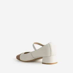 Babies bicolores beige et cognac cuir