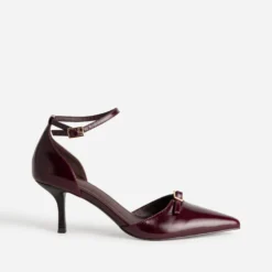 Babies bordeaux cuir à talon et bout pointu