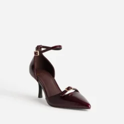Babies bordeaux cuir à talon et bout pointu