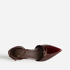Babies bordeaux cuir à talon et bout pointu