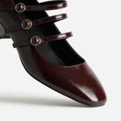 Babies bordeaux cuir verni trois brides