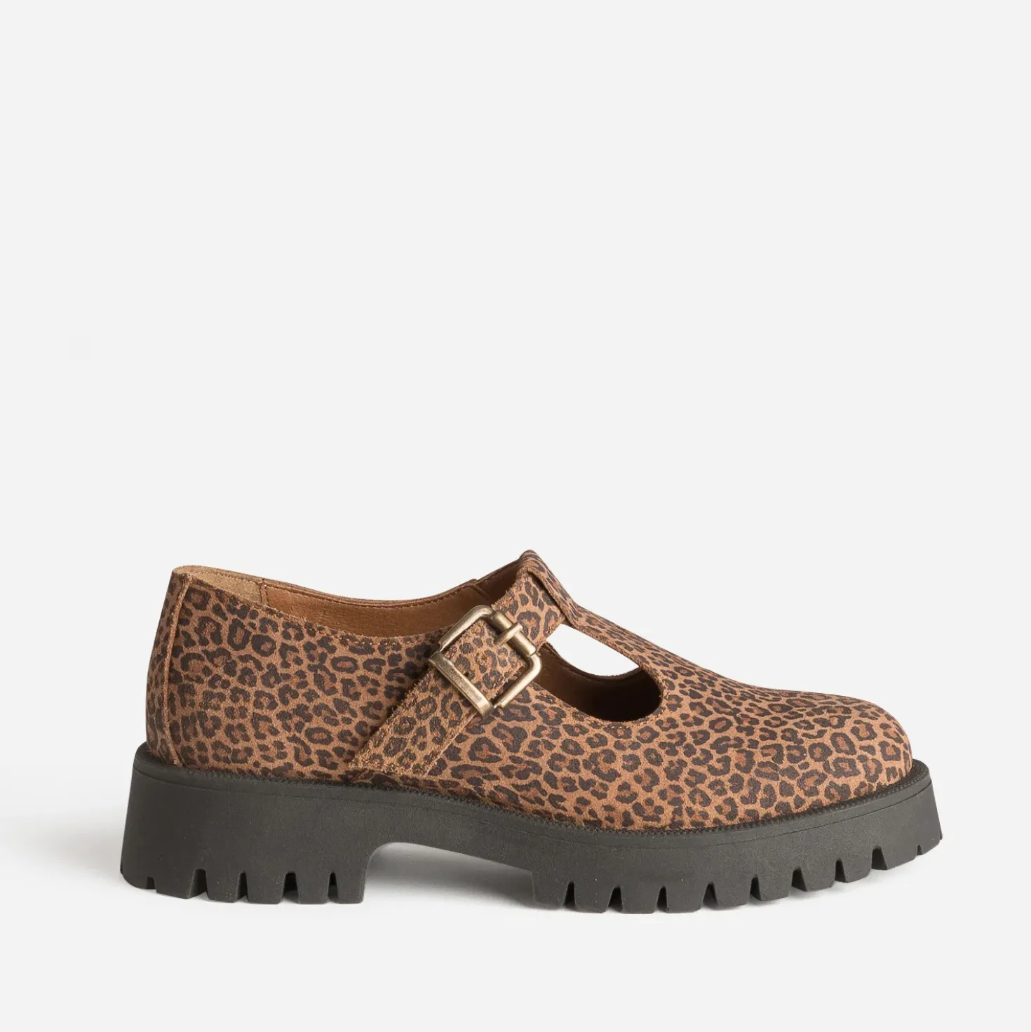Babies camel cuir velours motif léopard