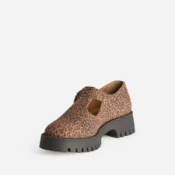 Babies camel cuir velours motif léopard