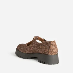 Babies camel cuir velours motif léopard