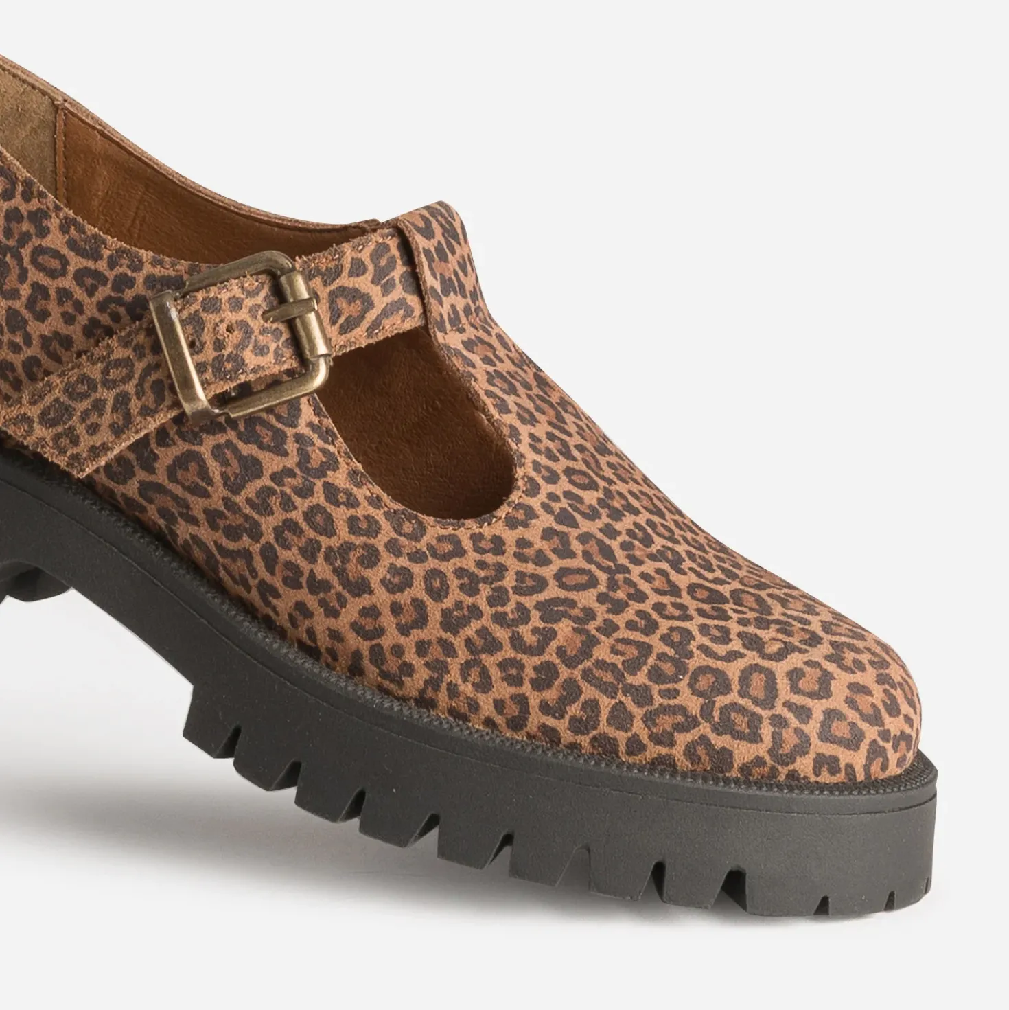 Babies camel cuir velours motif léopard