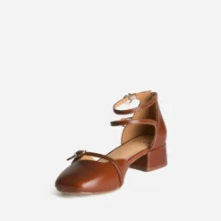 Babies cognac cuir brides cheville