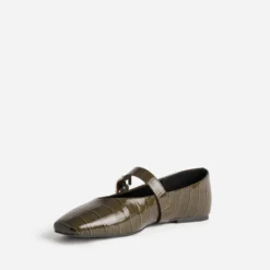 Babies kaki verni embossage effet croco