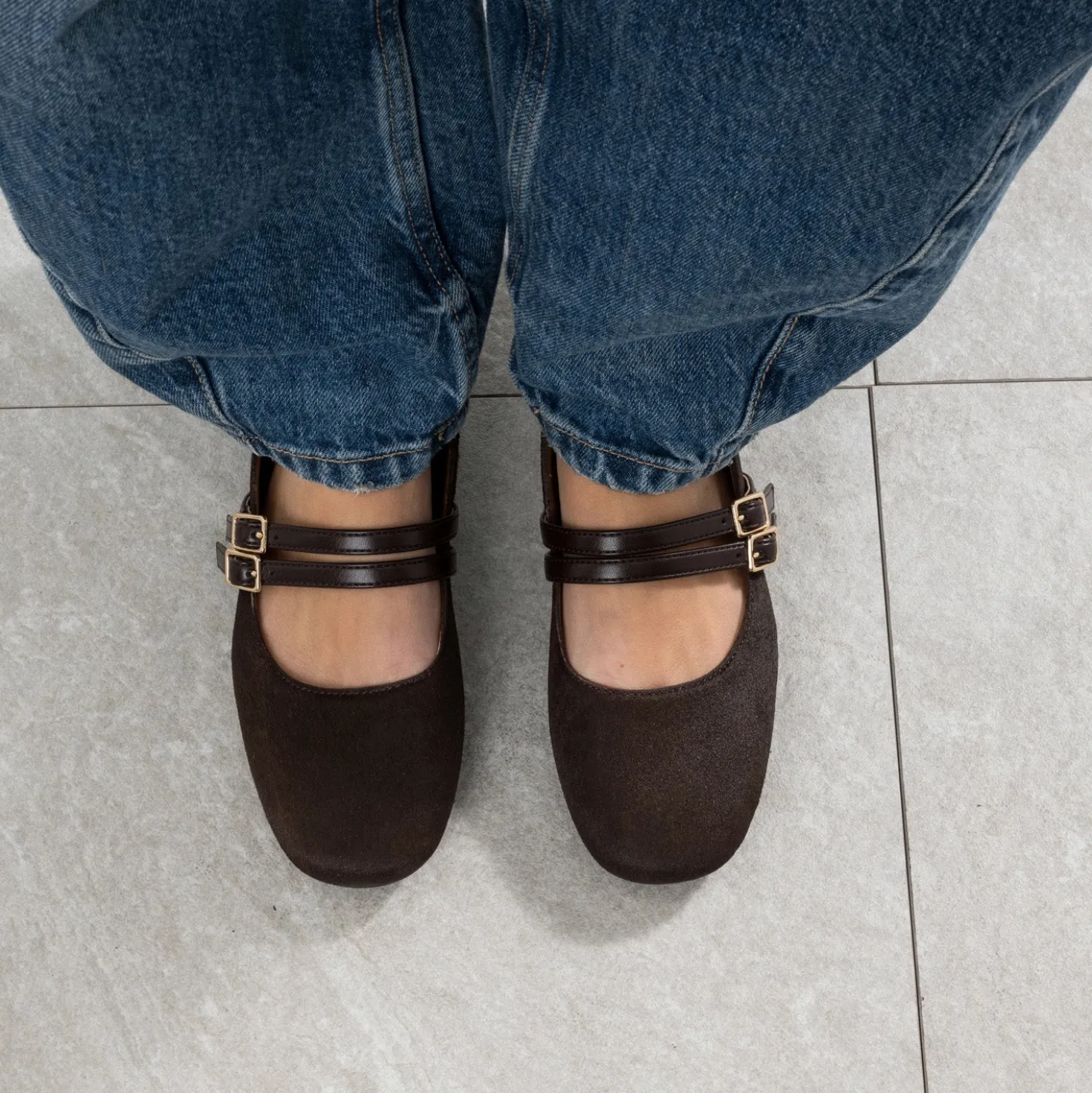 Babies marron cuir effet poulain