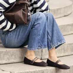 Babies marron cuir effet poulain