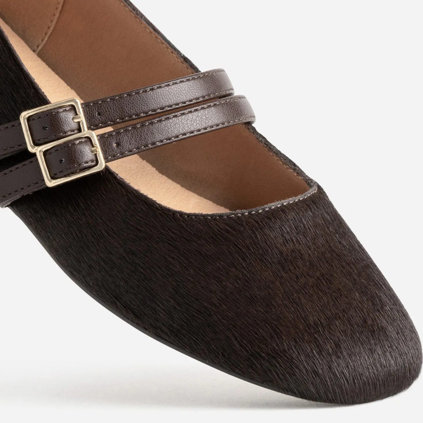Babies marron cuir effet poulain