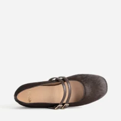 Babies marron cuir effet poulain