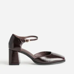 Babies marron cuir à talon