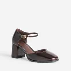 Babies marron cuir à talon