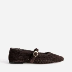Babies marron cuir velours ajouré