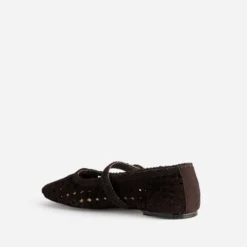 Babies marron cuir velours ajouré
