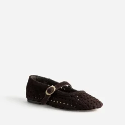 Babies marron cuir velours ajouré