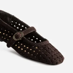 Babies marron cuir velours ajouré
