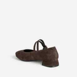 Babies marron cuir velours deux brides