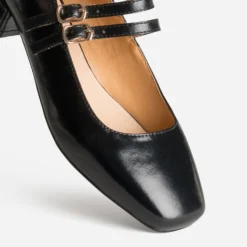Babies noire cuir deux brides