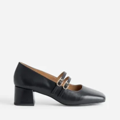 Babies noire cuir double bride