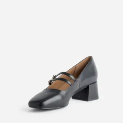 Babies noire cuir double bride
