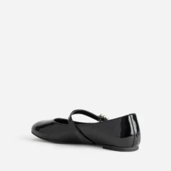 Babies noire vernie boucle strass