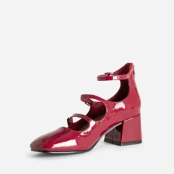 Babies rouge vernie à talon triple bride