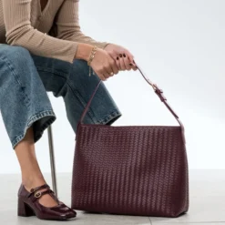 Babies-salomé à talon bordeaux verni