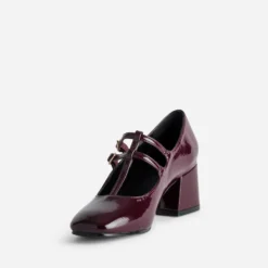 Babies-salomé à talon bordeaux verni