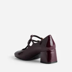Babies-salomé à talon bordeaux verni