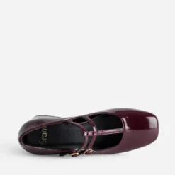 Babies-salomé à talon bordeaux verni