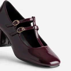 Babies-salomé à talon bordeaux verni
