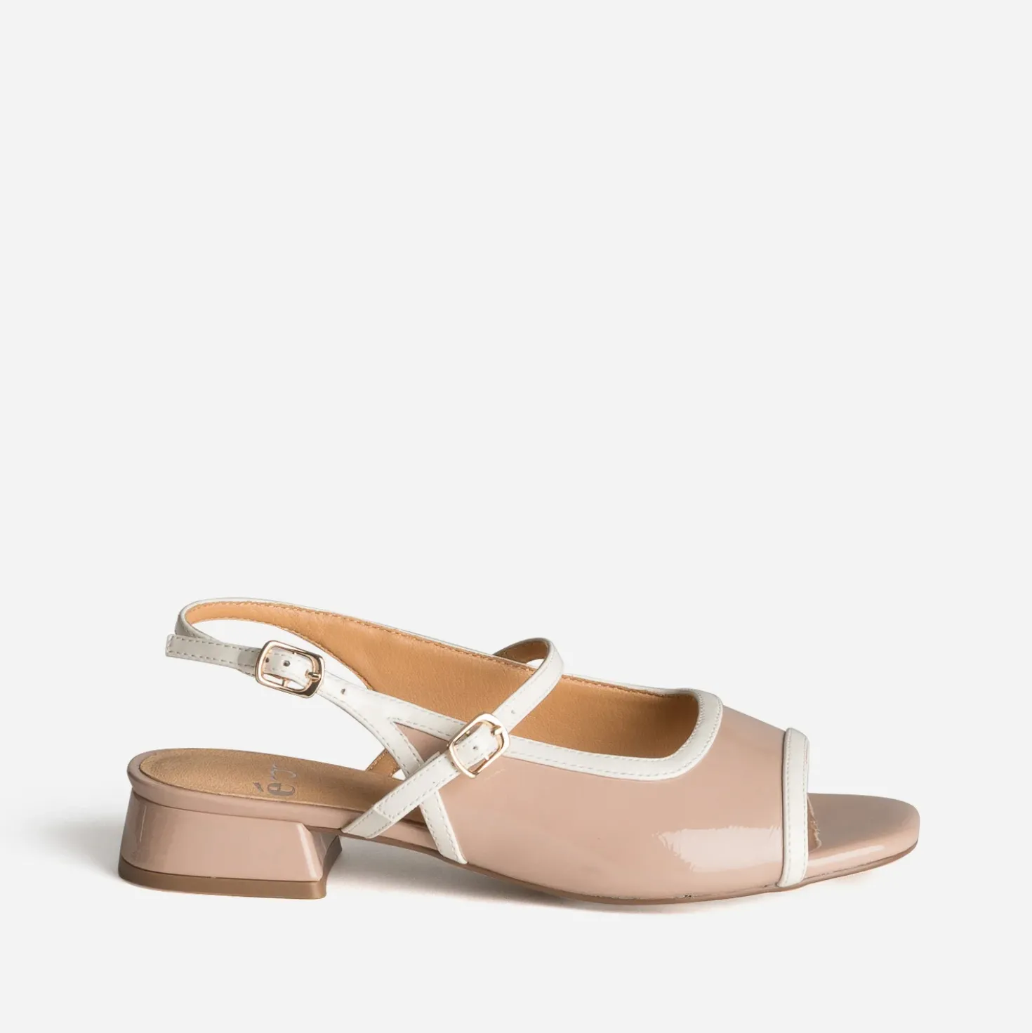 Babies slingback beige bordure blanche open-toe