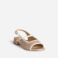 Babies slingback beige bordure blanche open-toe