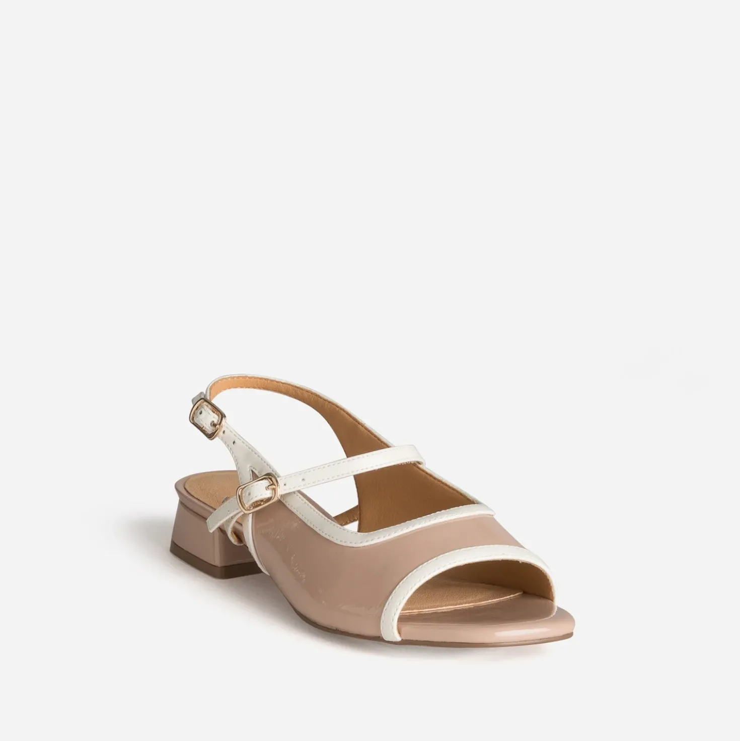 Babies slingback beige bordure blanche open-toe
