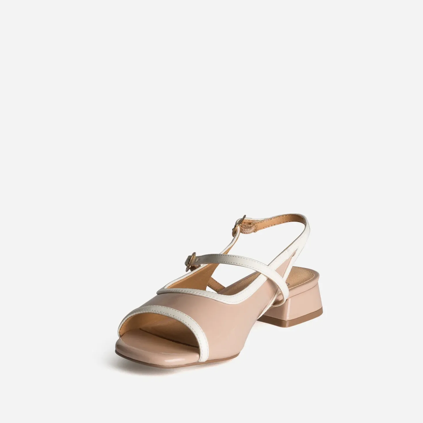 Babies slingback beige bordure blanche open-toe