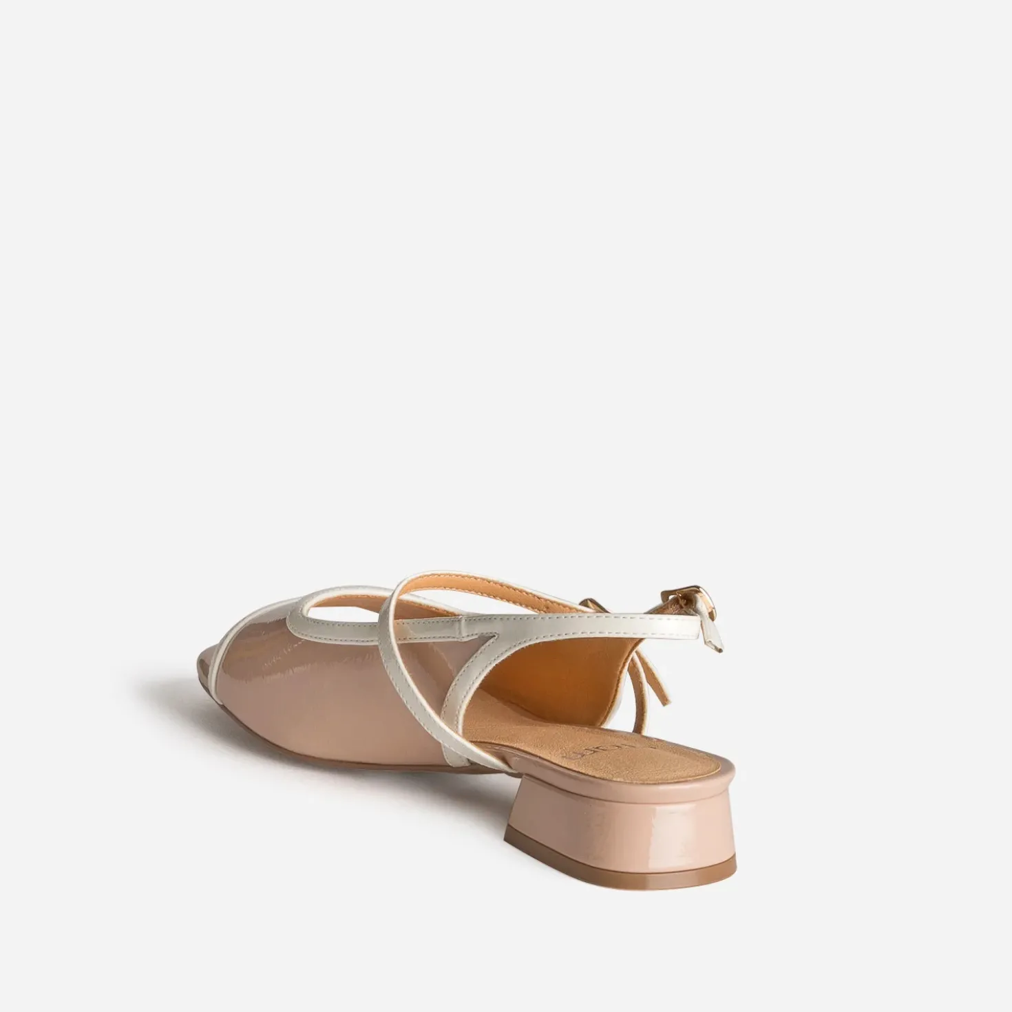 Babies slingback beige bordure blanche open-toe