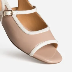 Babies slingback beige bordure blanche open-toe