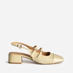 Babies slingback jaune vernie bi-matière