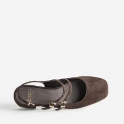 Babies slingback marron cuir velours