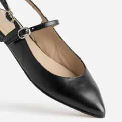 Babies slingback noire cuir bout pointu