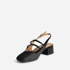 Babies slingback noire denim bi-matière