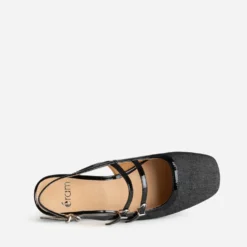 Babies slingback noire denim bi-matière