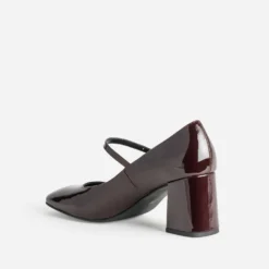 Babies à talon bordeaux cuir verni