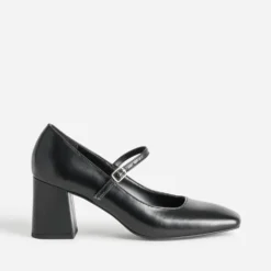 Babies à talon noire cuir