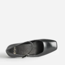 Babies à talon noire cuir