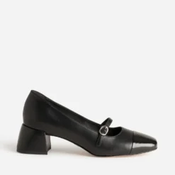 Babies à talon noire cuir bout verni