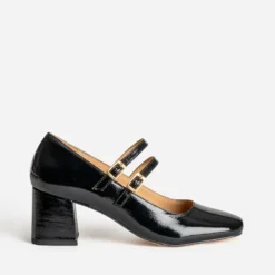 Babies à talon noire cuir verni