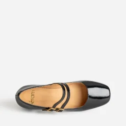 Babies à talon noire cuir verni