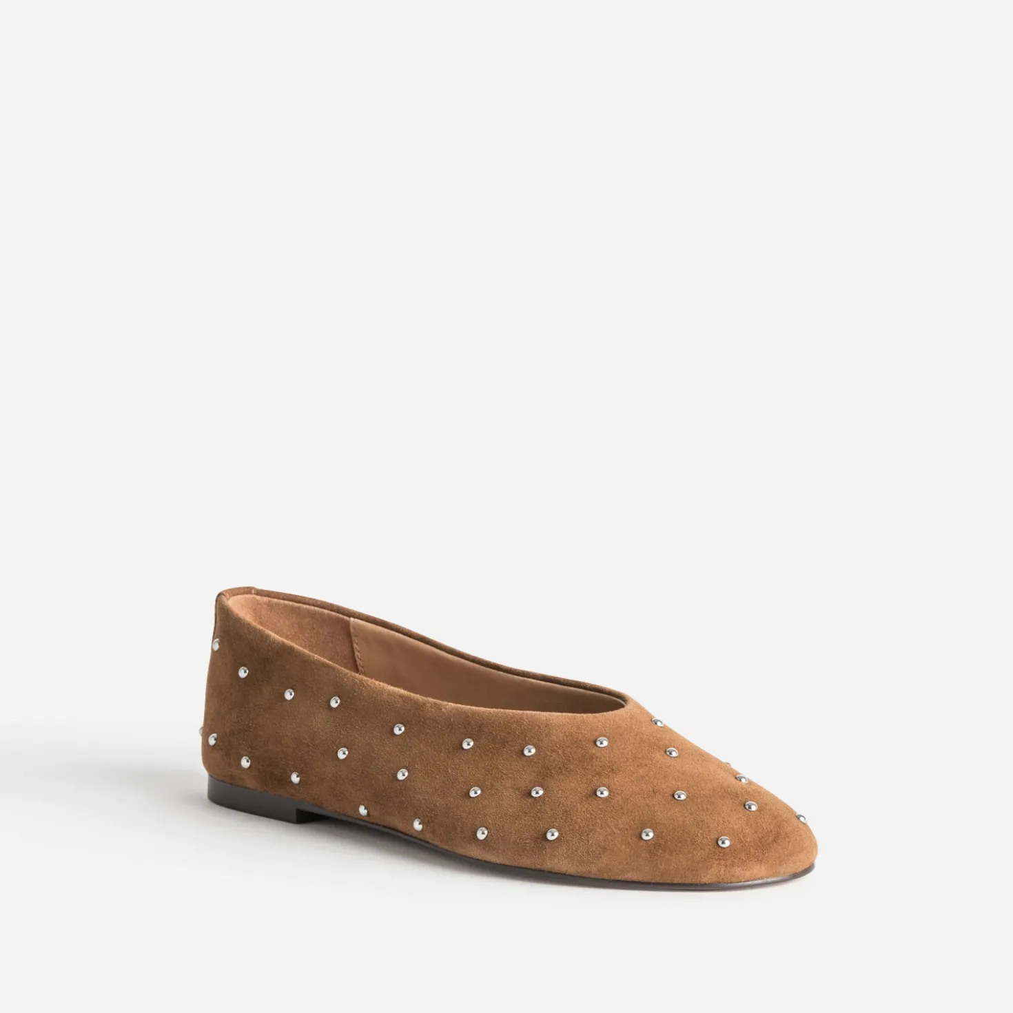 Ballerine camel cuir velours décor clous